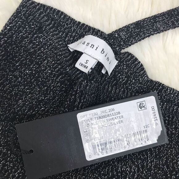 GIANNI BINI Alston Sexy Low Cut Sweater Dress Belted Black Gray Sz XS Small New - Picture 7 of 16